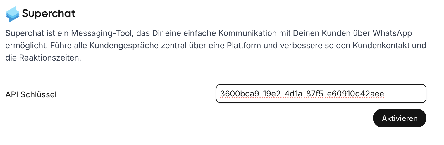 Angezeigter API-Schlüssel