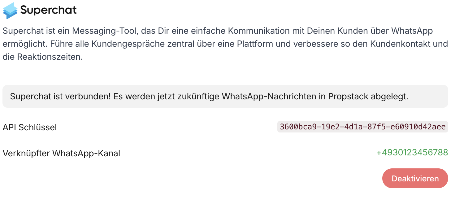 Erfolgreich verknüpfte Schnittstelle