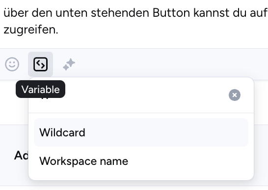 Nachrichtenvorlage mit Wildcard