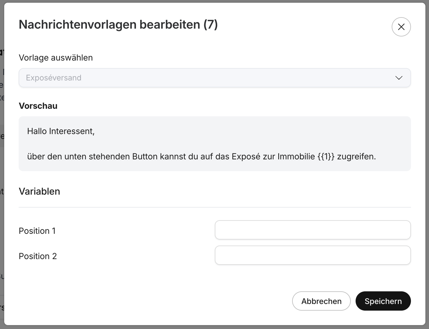 Vorlagen-Import und Variable-Mapping